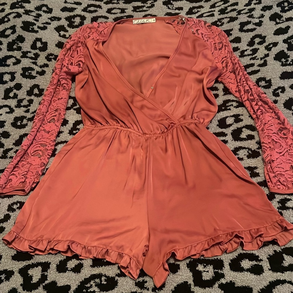 Chloe K lace sleeve romper